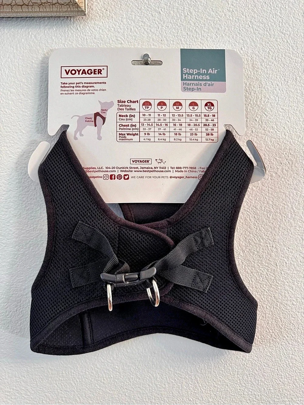 New. Voyager Step-In Air Dog Harness XL Black Breathable Mesh